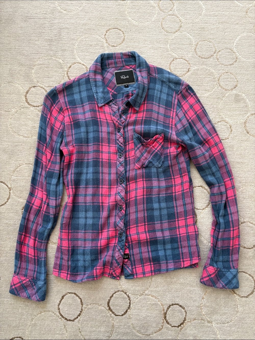 Rails Kids Plaid Button-Down Shirt in Pink and Blue